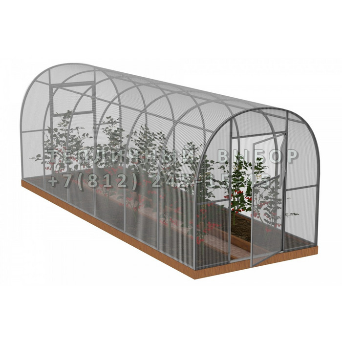Теплица из поликарбоната Усиленная Арочная 2,1х10 h=2 м профиль 20х20 мм